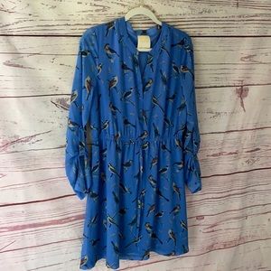 Modcloth Blue Bird Print Dress